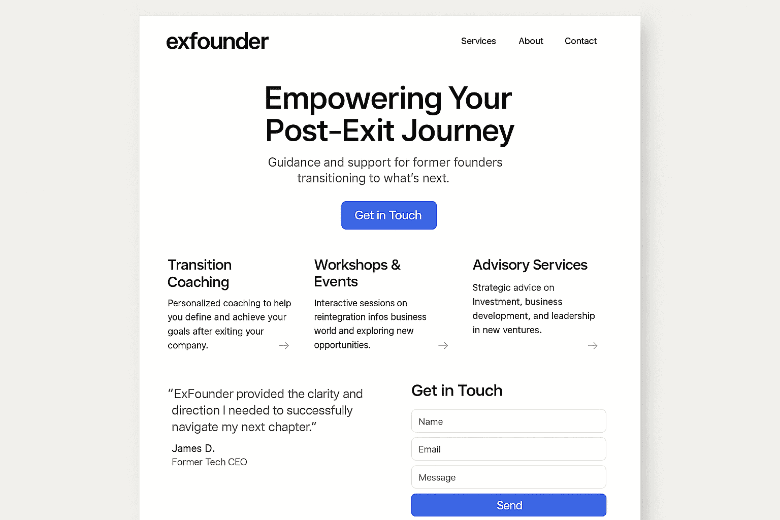 exfounder.com website mockup